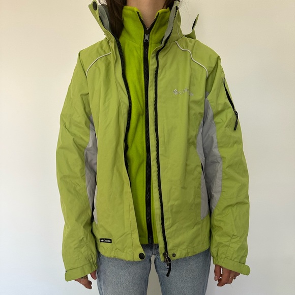 Columbia TITANIUM OMNI TECH Women Jacket Coat Lime Green Shell Ski Snowboard Y2K - Picture 17 of 17